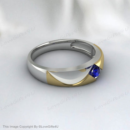 Sapphire Viking Wedding Band Women Vintage Style Anniversary Gift