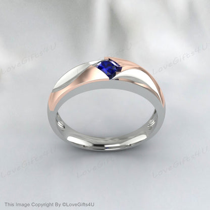 Sapphire Viking Wedding Band Women Vintage Style Anniversary Gift