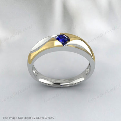 Sapphire Viking Wedding Band Women Vintage Style Anniversary Gift