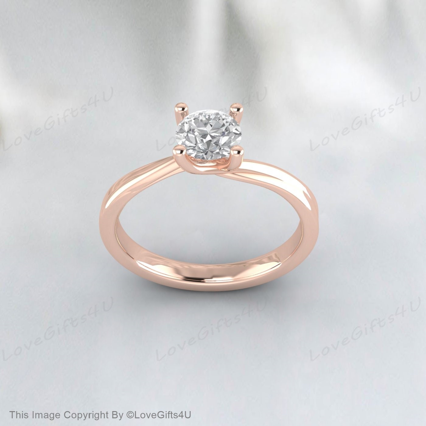 Moissanite Curved Wedding Ring Twist Solitaire Engagement Ring