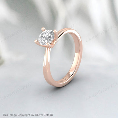 Moissanite Curved Wedding Ring Twist Solitaire Engagement Ring