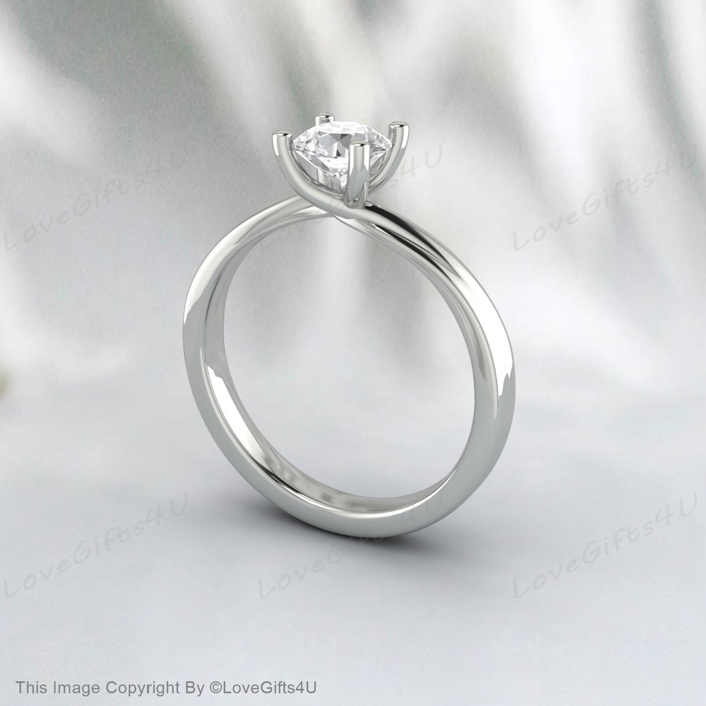 Bague de mariage incurvée Moissanite, bague de fiançailles solitaire torsadée