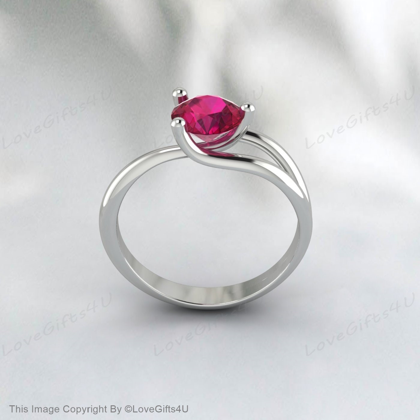 Bague de créateur en pierre ronde rubis rouge cultivé en laboratoire pour femmes, bijoux en argent Sterling, bague de proposition de saint-valentin, pierre de naissance de juillet