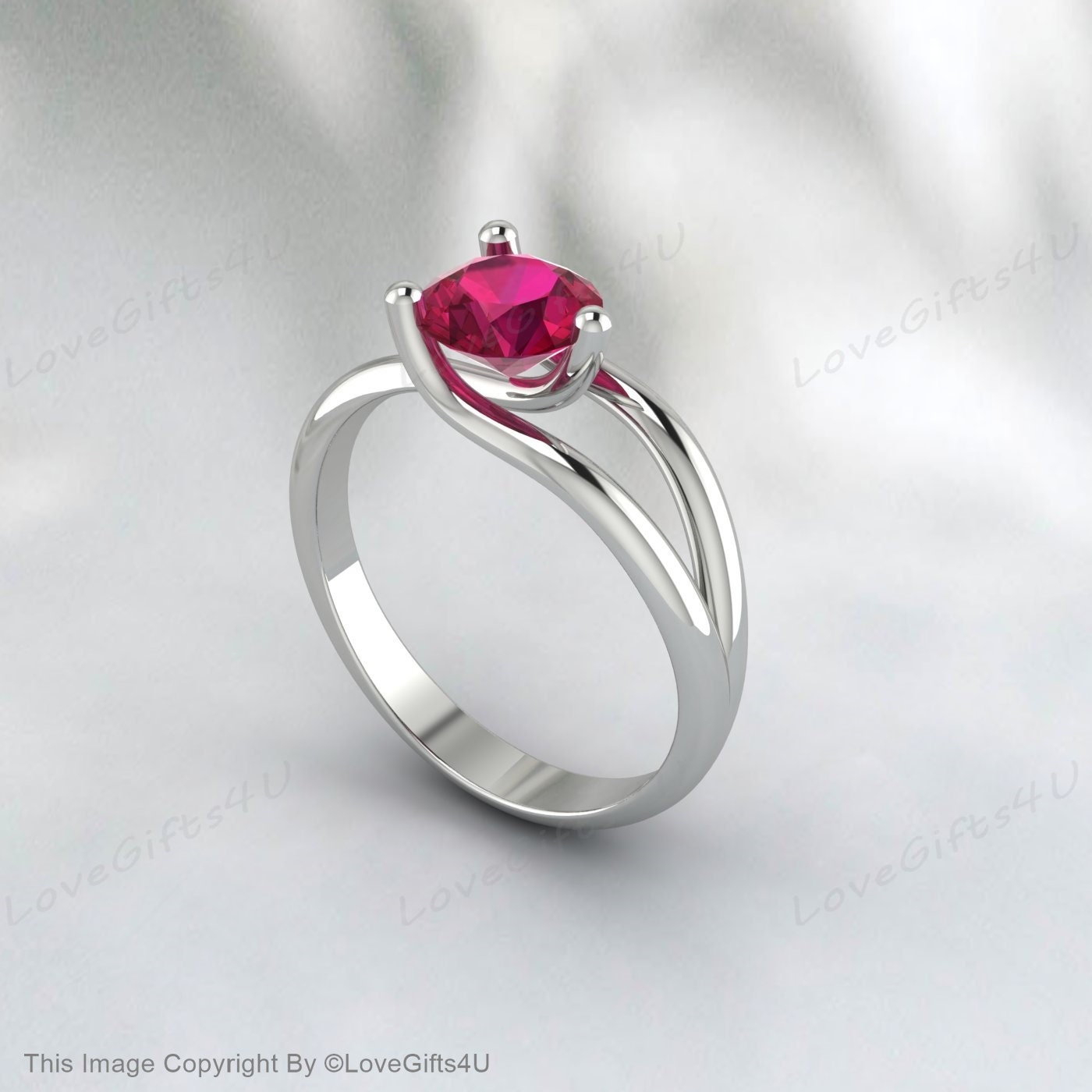 Bague de créateur en pierre ronde rubis rouge cultivé en laboratoire pour femmes, bijoux en argent Sterling, bague de proposition de saint-valentin, pierre de naissance de juillet