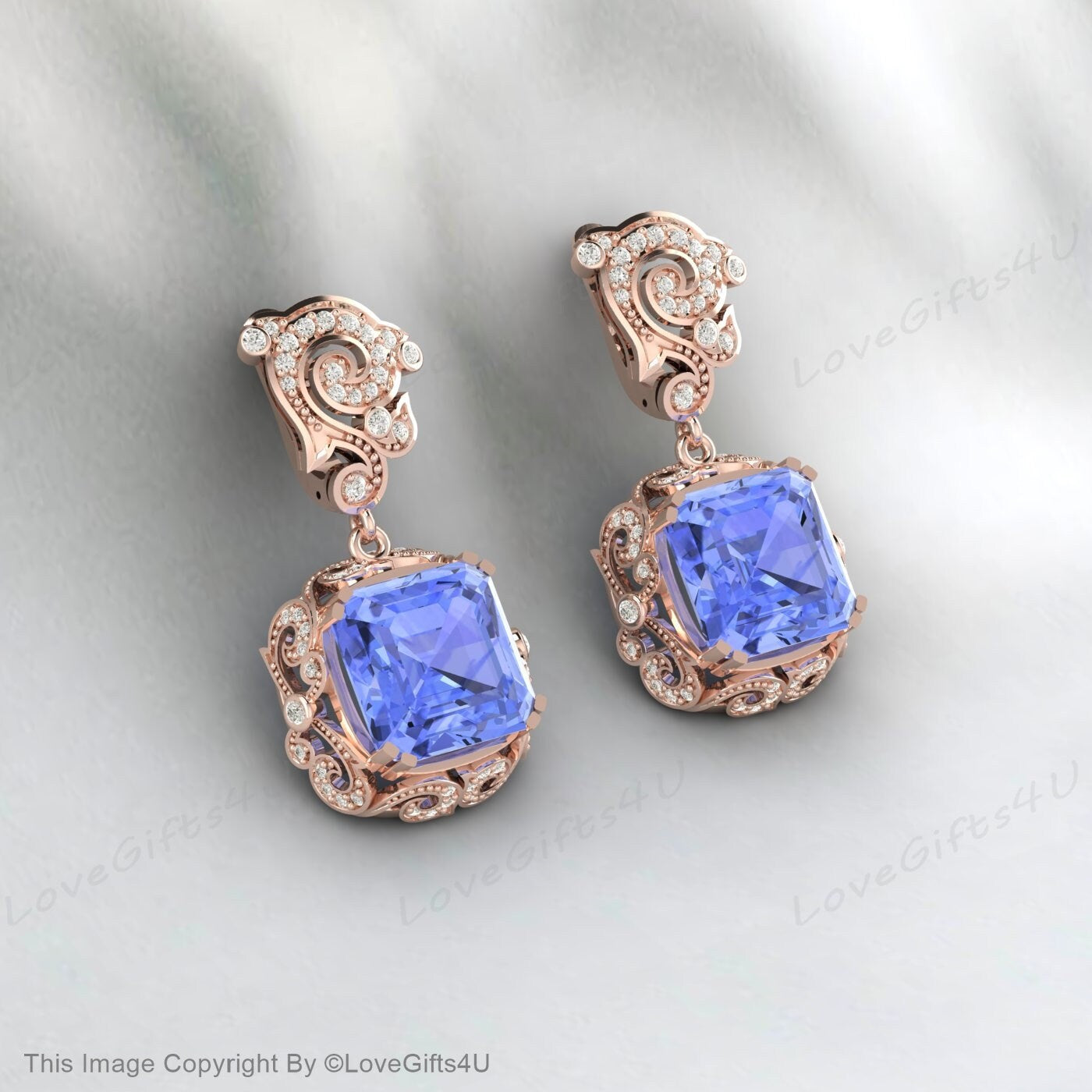 Boucles d’oreilles en or jaune, boucles d’oreilles Tanzanite Dangle 14k Or jaune, Pierre de naissance de décembre, Tanzanite authentique, Boucles d’oreilles en or, Bijoux minimalistes