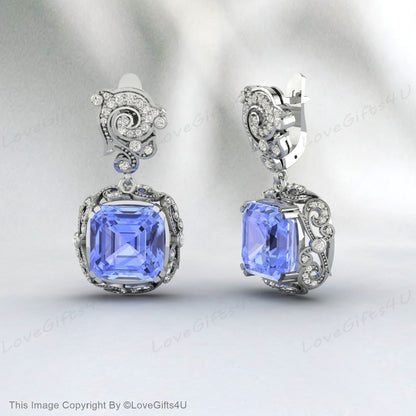 Boucles d’oreilles en or jaune, boucles d’oreilles Tanzanite Dangle 14k Or jaune, Pierre de naissance de décembre, Tanzanite authentique, Boucles d’oreilles en or, Bijoux minimalistes