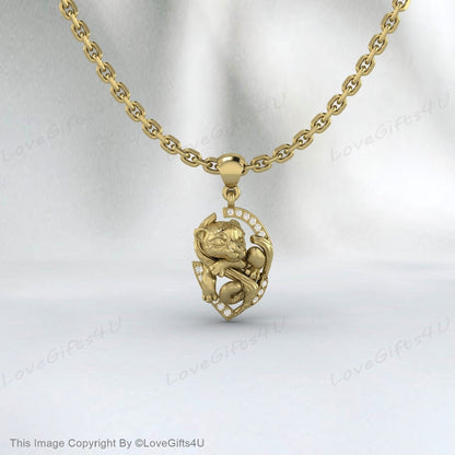 Lion Head Vintage Necklace Animal Jewelry Rose Gold Lion Charm Pendant