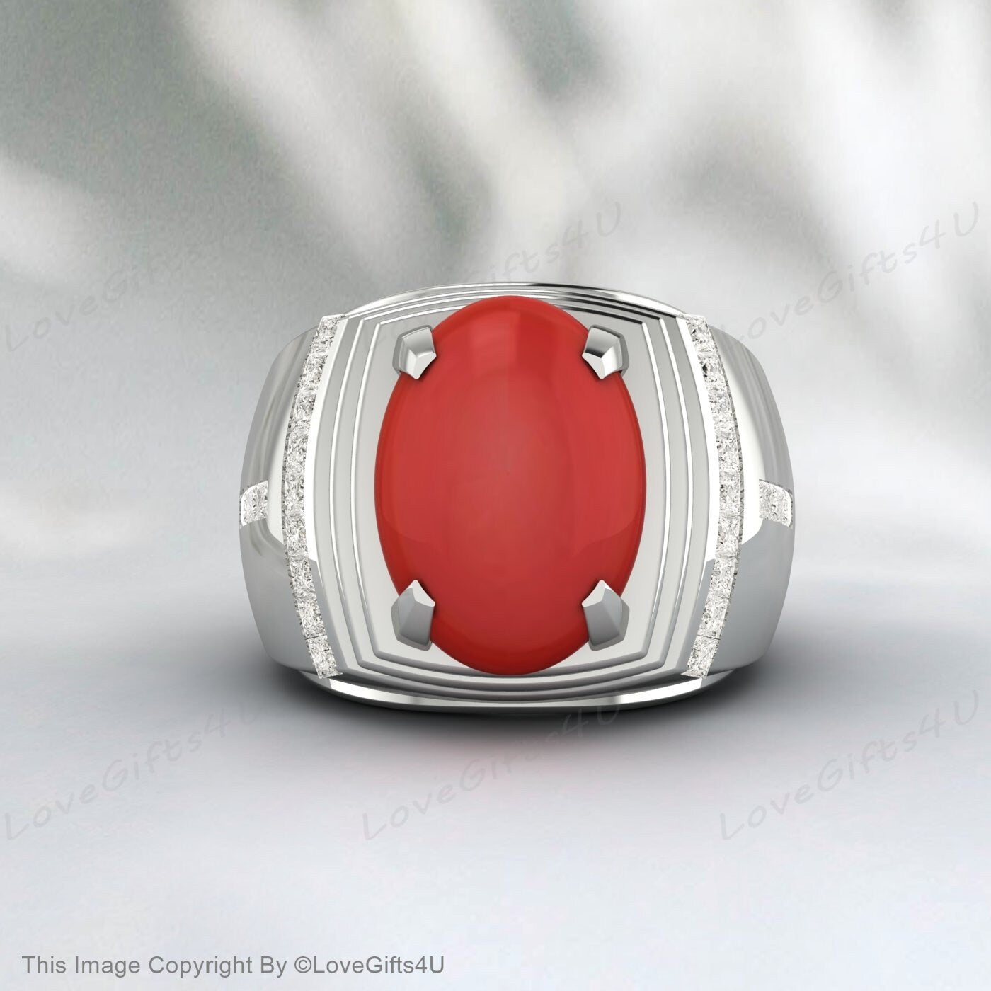 Men Handmade Carnelian Stone Pinky Ring Men Red Stone Silver Ring