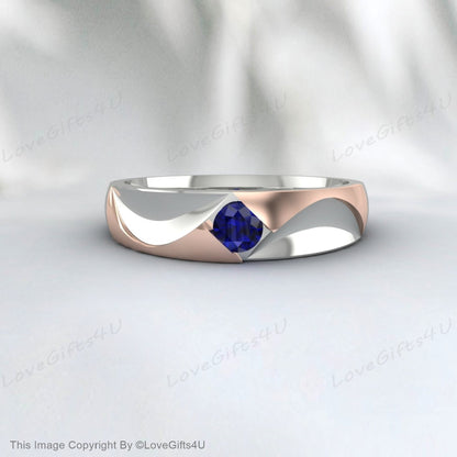 Sapphire Viking Wedding Band Women Vintage Style Anniversary Gift