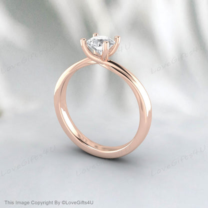 Moissanite Curved Wedding Ring Twist Solitaire Engagement Ring