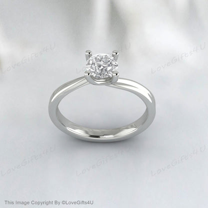 Moissanite Curved Wedding Ring Twist Solitaire Engagement Ring