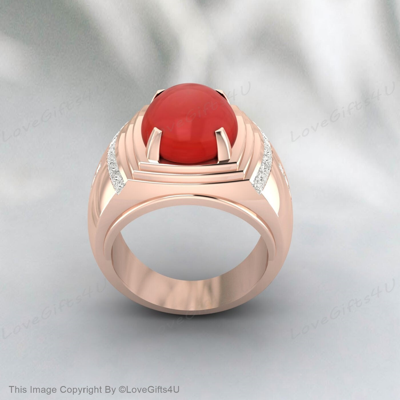 Men Handmade Carnelian Stone Pinky Ring Men Red Stone Silver Ring