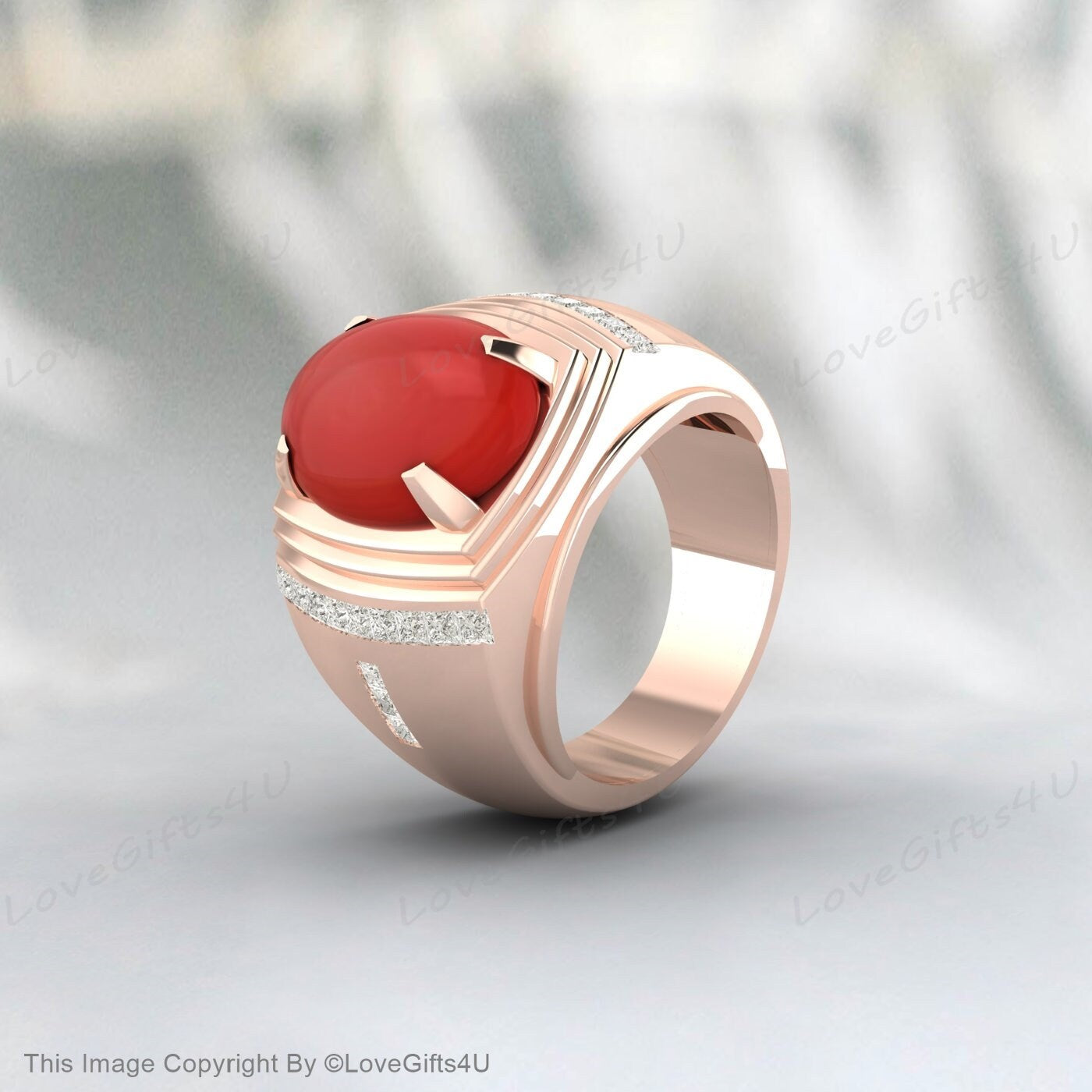 Men Handmade Carnelian Stone Pinky Ring Men Red Stone Silver Ring