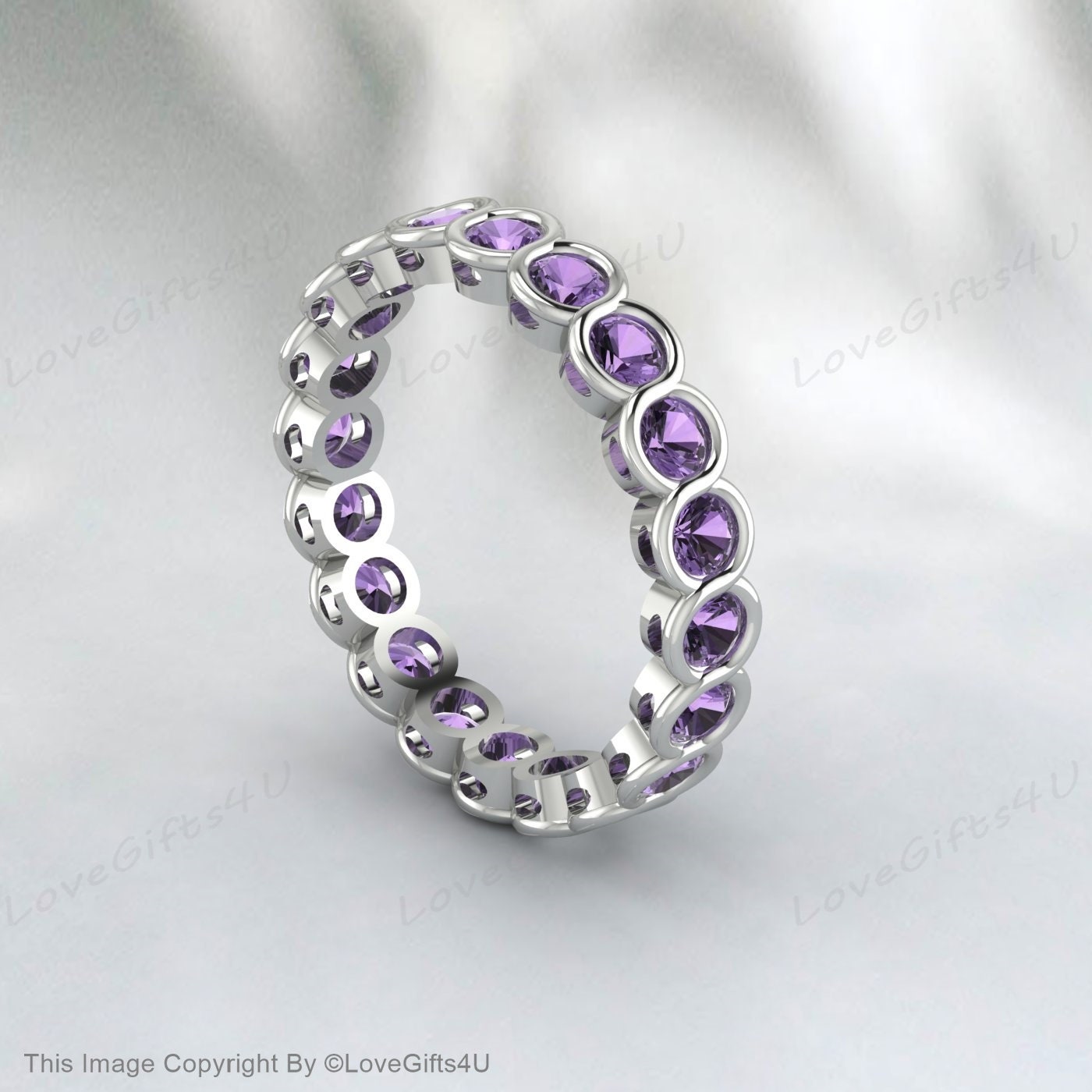 Danity Amethyst Engagement Ring Natural Amethyst Ring Diamond Wedding Band Promise Ring February Birthstone Rings For Women Sterling Silver