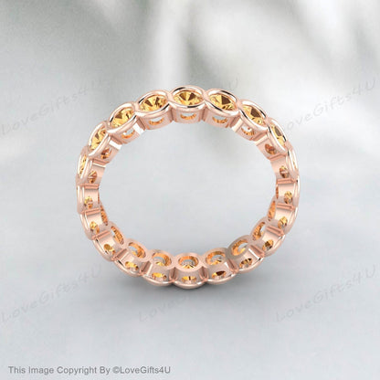 Citrine Wedding Band Eternity Band Cadeau de mariage délicat pour les femmes