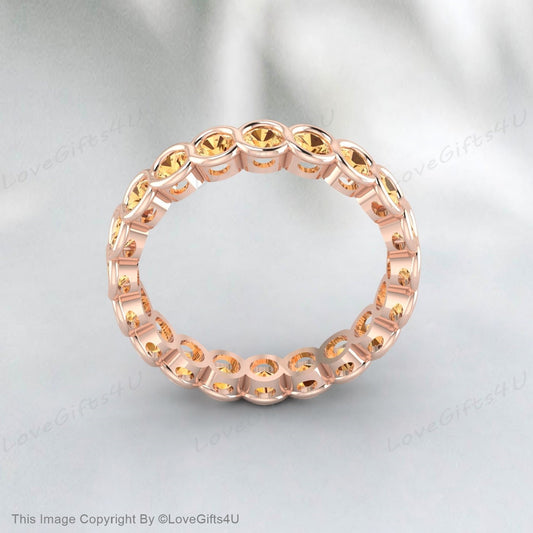 Citrine Wedding Band Eternity Band Delicate Wedding Gift For Women