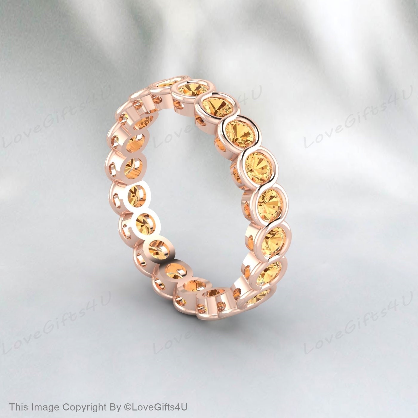 Citrine Wedding Band Eternity Band Cadeau de mariage délicat pour les femmes