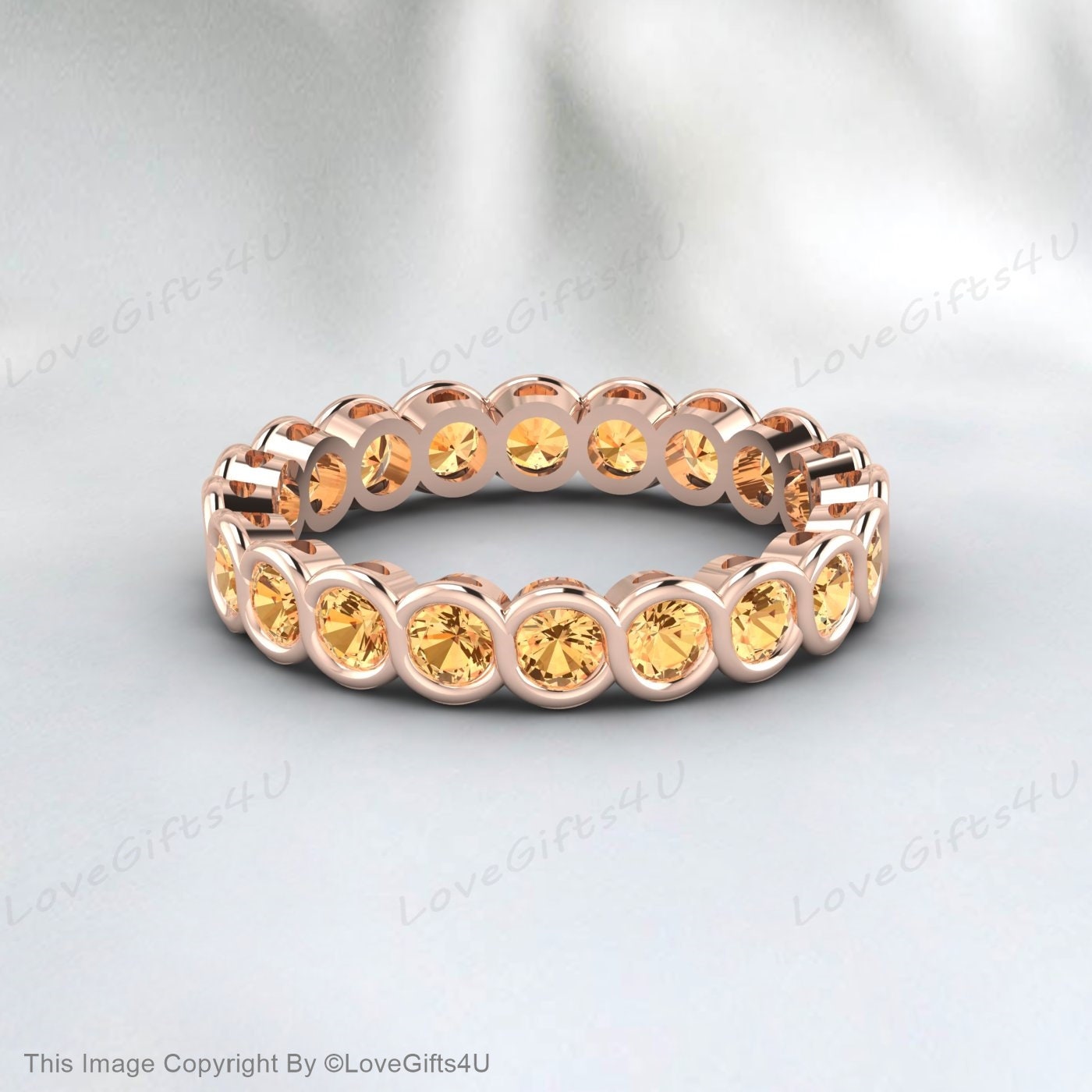 Citrine Wedding Band Eternity Band Cadeau de mariage délicat pour les femmes