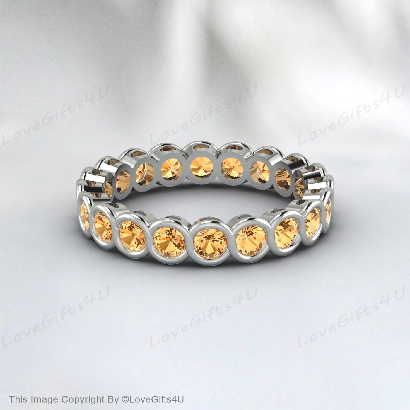 Citrine Wedding Band Eternity Band Cadeau de mariage délicat pour les femmes