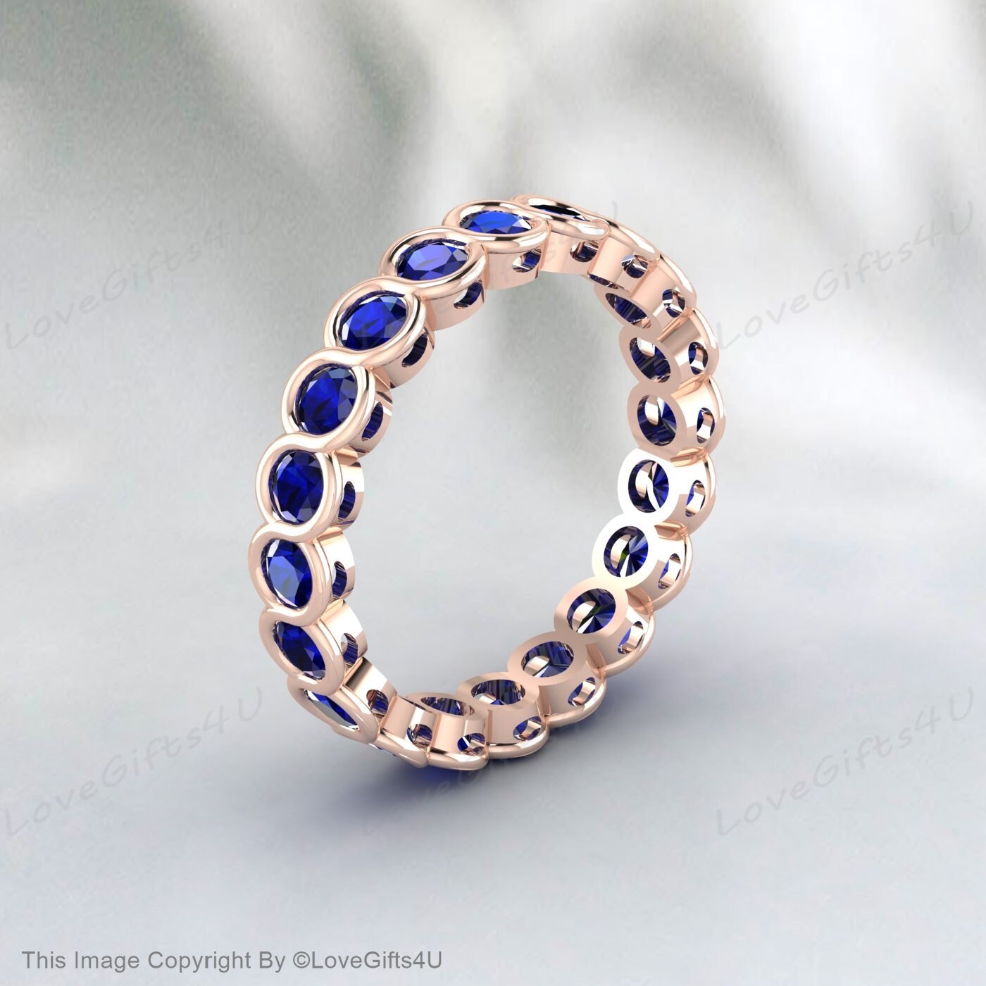 Sapphire Eternity Wedding Band Vintage Band Bague de fiançailles en saphir