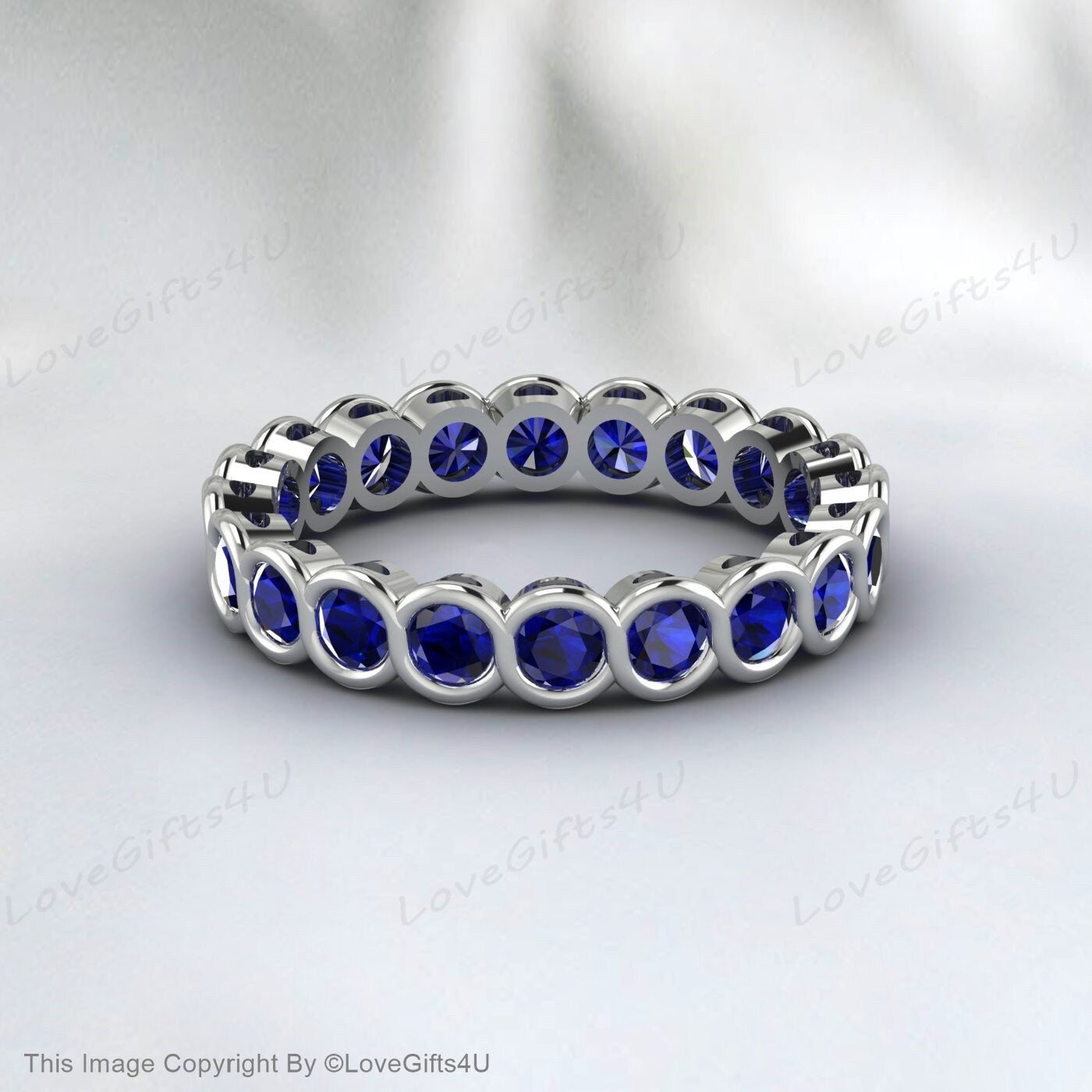 Sapphire Eternity Wedding Band Vintage Band Sapphire Engagement Ring