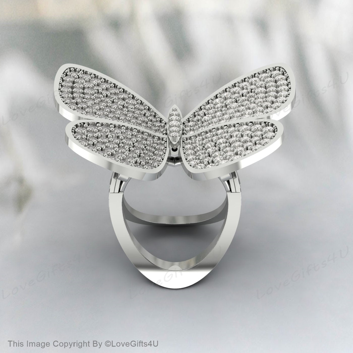 Silver Butterfly Dainty Ring, Solid Gold Butterfly Ring, Solid Gold Split Shank Butterfly Ring, Thin Stackable Ring, Perfect Gift for her