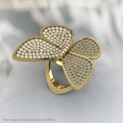 Silver Butterfly Dainty Ring, Solid Gold Butterfly Ring, Solid Gold Split Shank Butterfly Ring, Thin Stackable Ring, Perfect Gift for her