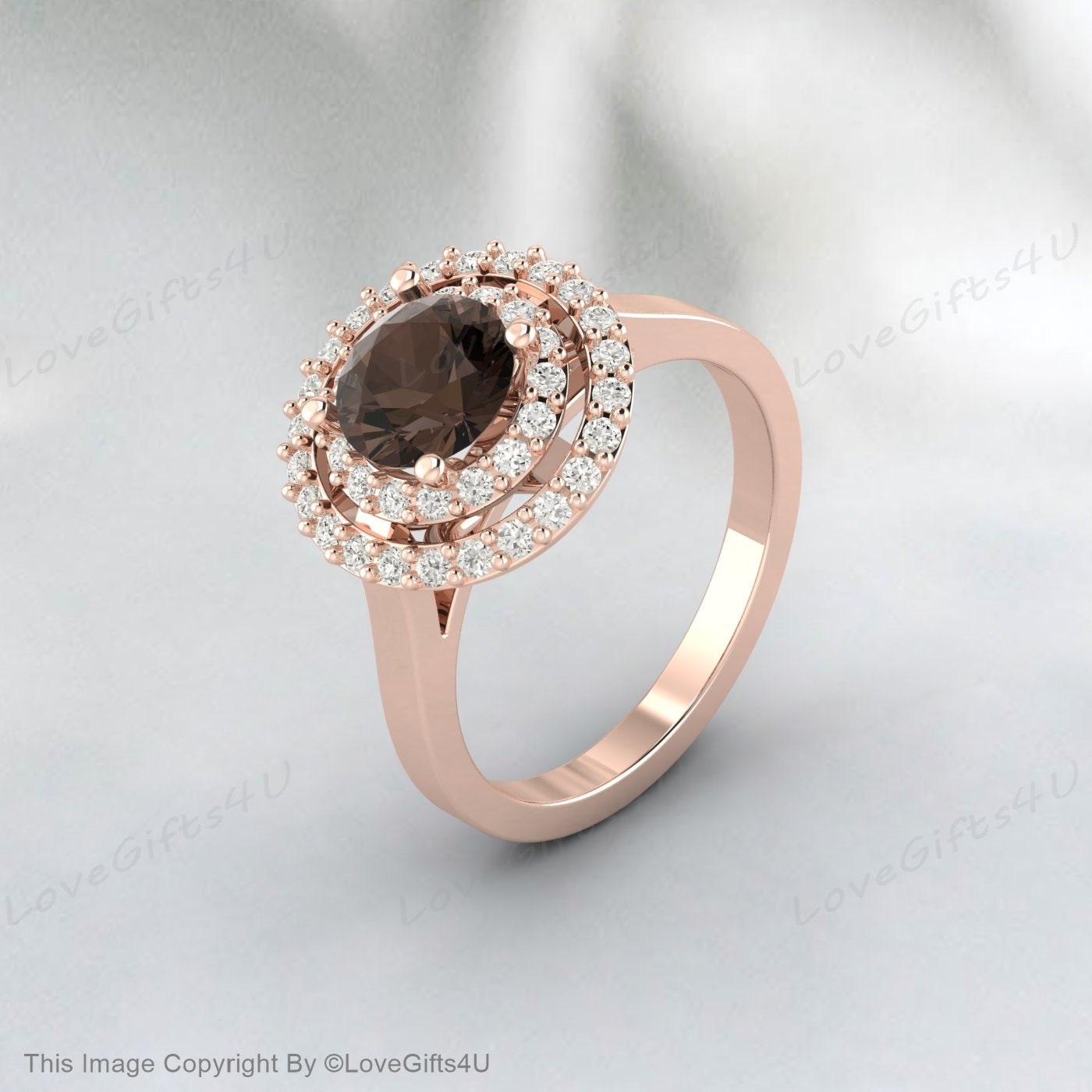 Smoky Quartz Silver Engagement Ring Promise Ring Anniversary Gift