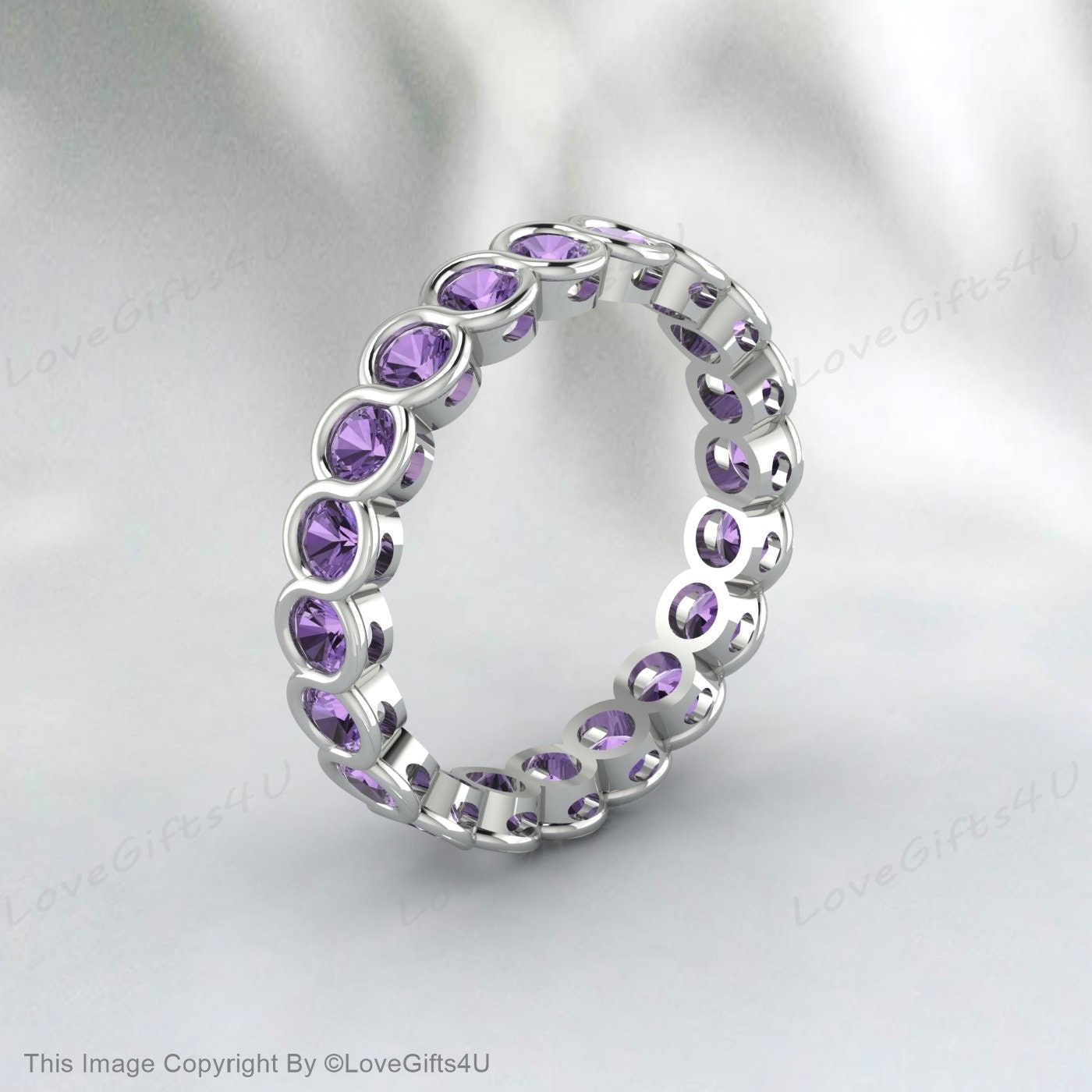 Danity Amethyst Engagement Ring Natural Amethyst Ring Diamond Wedding Band Promise Ring February Birthstone Rings For Women Sterling Silver