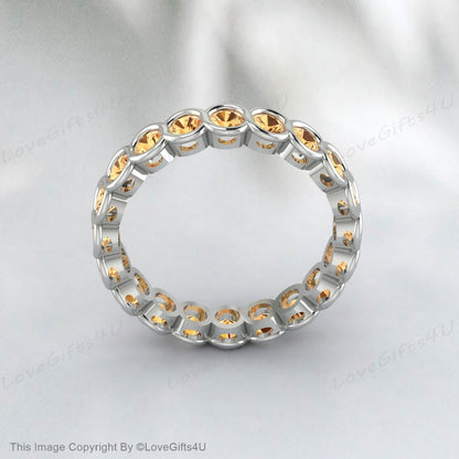 Citrine Wedding Band Eternity Band Cadeau de mariage délicat pour les femmes