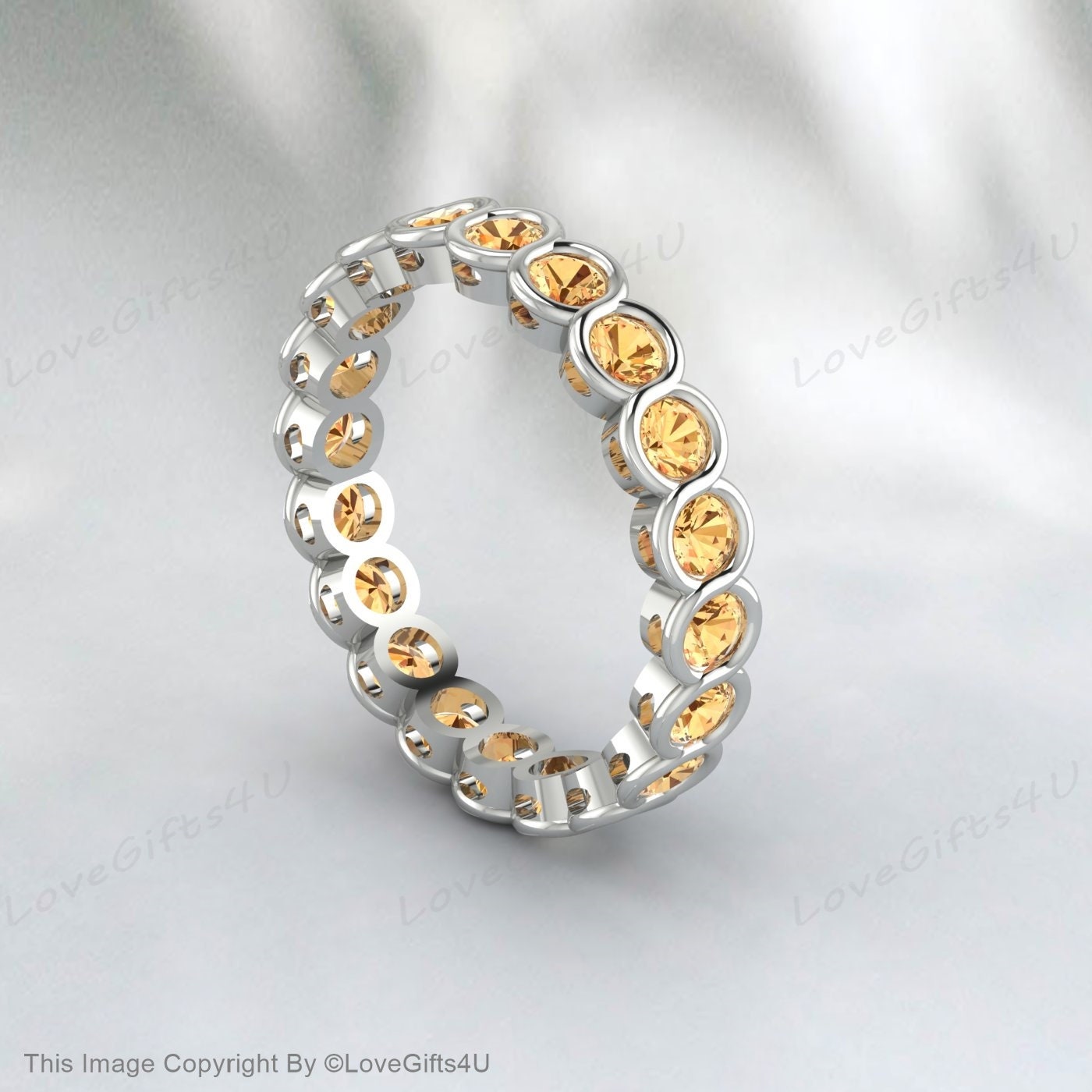 Citrine Wedding Band Eternity Band Cadeau de mariage délicat pour les femmes