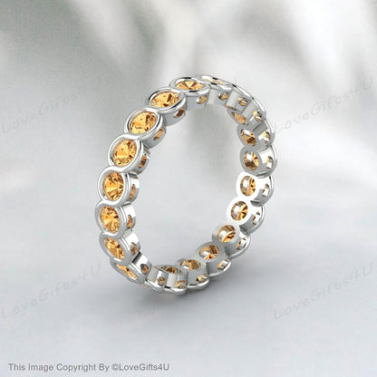 Citrine Wedding Band Eternity Band Cadeau de mariage délicat pour les femmes