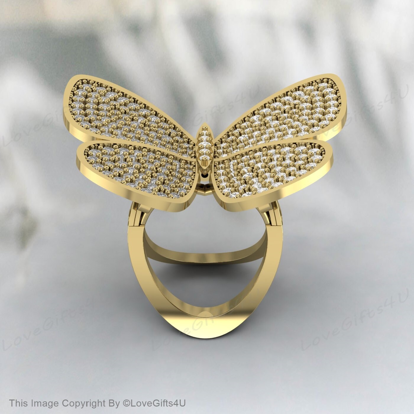 Silver Butterfly Dainty Ring, Solid Gold Butterfly Ring, Solid Gold Split Shank Butterfly Ring, Thin Stackable Ring, Perfect Gift for her