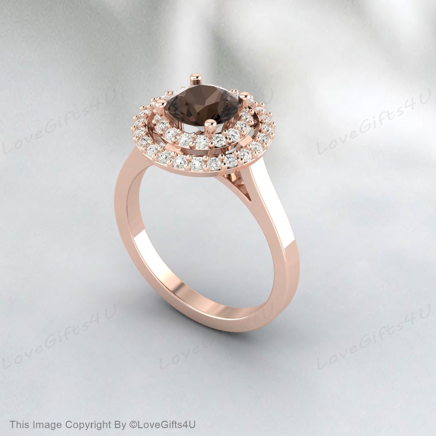 Smoky Quartz Silver Engagement Ring Promise Ring Anniversary Gift