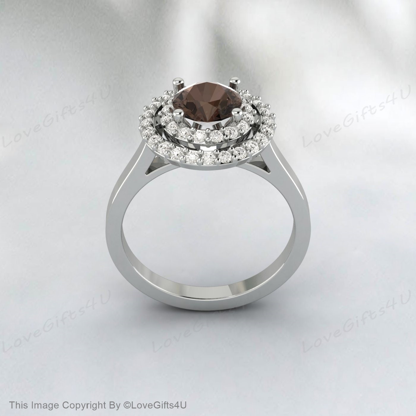 Smoky Quartz Silver Engagement Ring Promise Ring Anniversary Gift