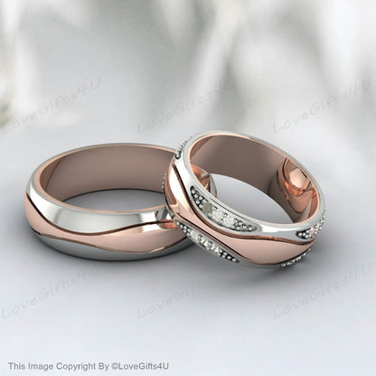 Wedding Band Set His And Hers Moissanite Men & Women Promise Ring