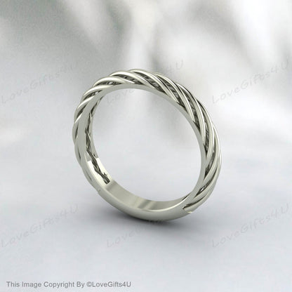 Twisted Braid Ring Silver Braided Ring Men's Ring Minimalist Ring