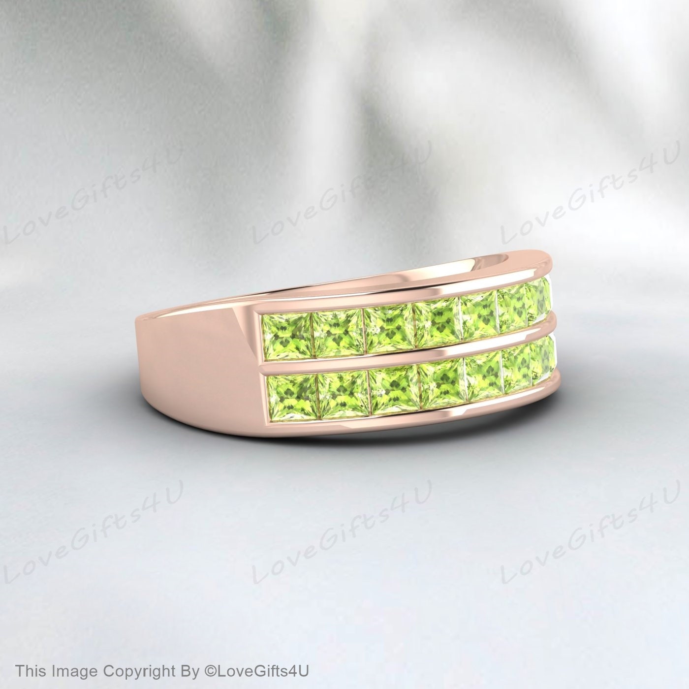 Peridot Wedding Band Eternity Band Green Gemstone Engagement Ring