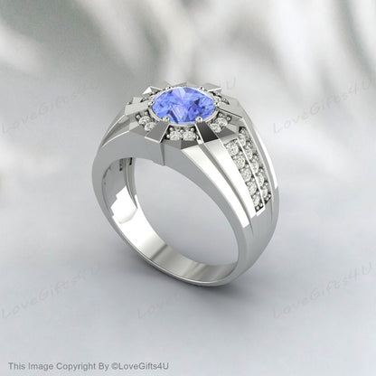 Bague homme Tanzanite-bague homme pierre bleue bague pierre de naissance décembre