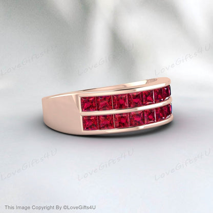 Bande de demi-éternité Ruby Wedding Band Stacking Ring Bande assortie