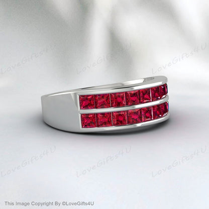 Bande de demi-éternité Ruby Wedding Band Stacking Ring Bande assortie