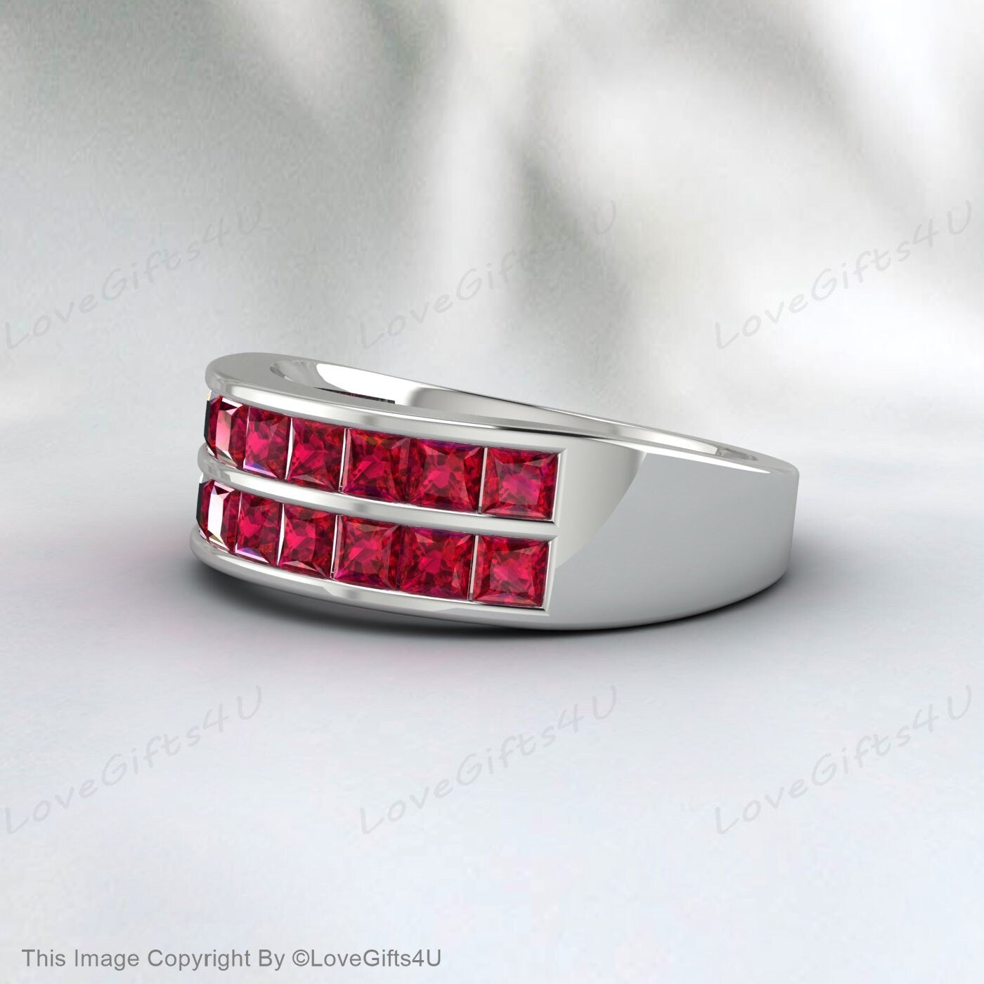 Bande de demi-éternité Ruby Wedding Band Stacking Ring Bande assortie