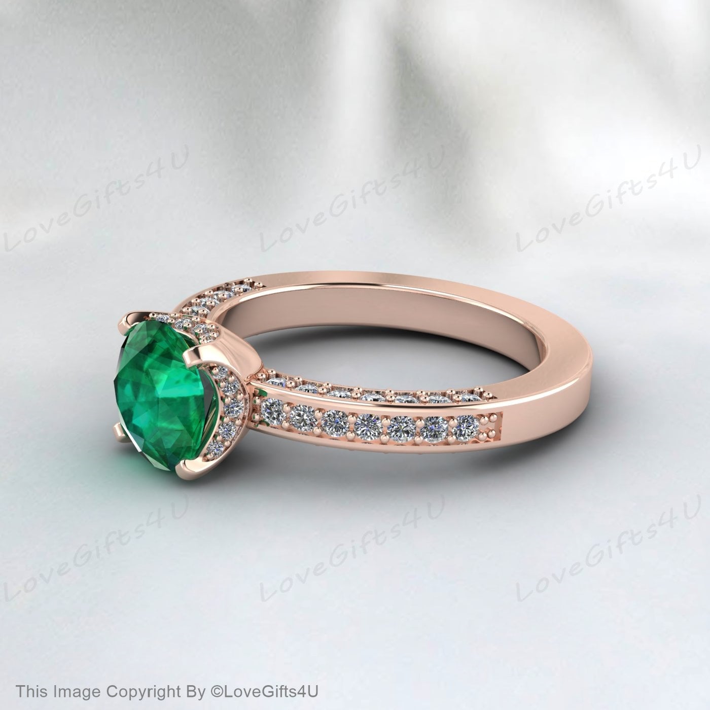 Silver Emerald Promise Ring Proposal Ring Anniversary Gift For Her