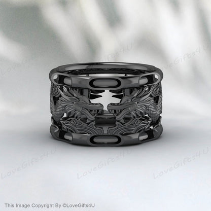 Bague de mariage en argent avec mythologie Dragon, cadeau pour hommes, bande de Dragon