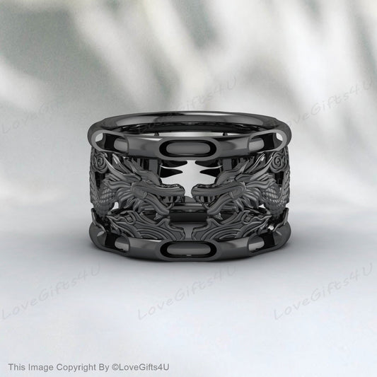 Dragon Silver Mythology Wedding Ring Gift For Men Dragon Band