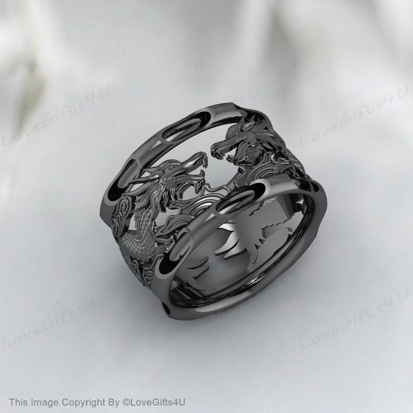 Dragon Silver Mythology Wedding Ring Gift For Men Dragon Band