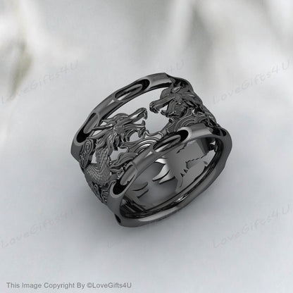 Bague de mariage en argent avec mythologie Dragon, cadeau pour hommes, bande de Dragon