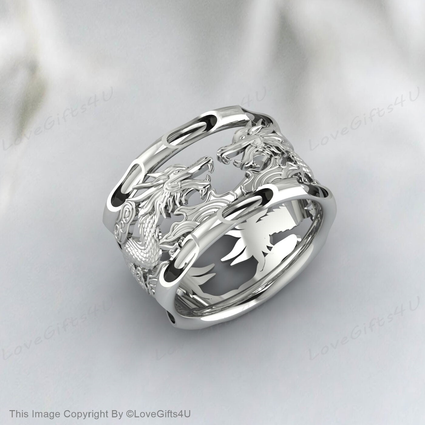 Dragon Silver Mythology Wedding Ring Gift For Men Dragon Band