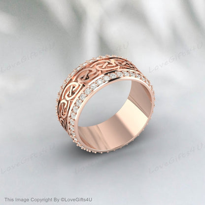 Celtic Knot Ring Mens Wedding Band Irish Ring Viking Wedding Bands