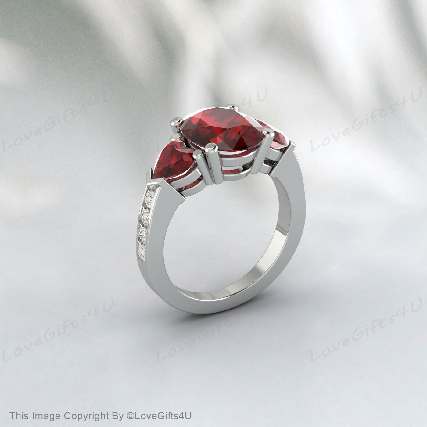 Bague grenat rouge, bague à trois pierres, argent sterling 925, bague en pierre de naissance de janvier, bague vintage, cadeau pour femmes, bague en pierre précieuse rouge, coupe ovale